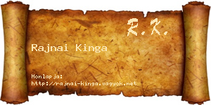 Rajnai Kinga névjegykártya
